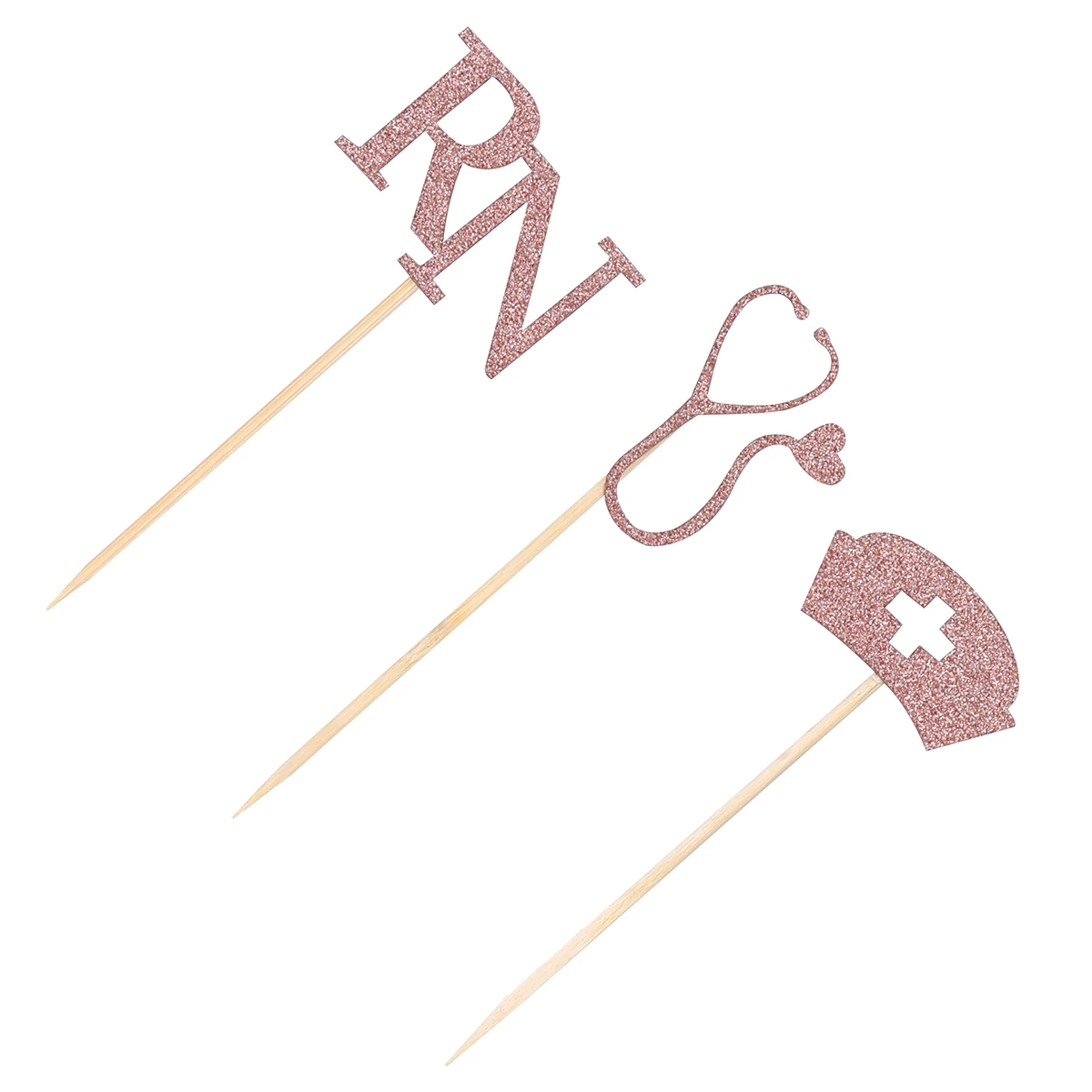 

24pcs Cupcake Toppers Nurse Decoration Party Cake Picks Golden Theme Food Decor Dessert Toppers Graduation Holder