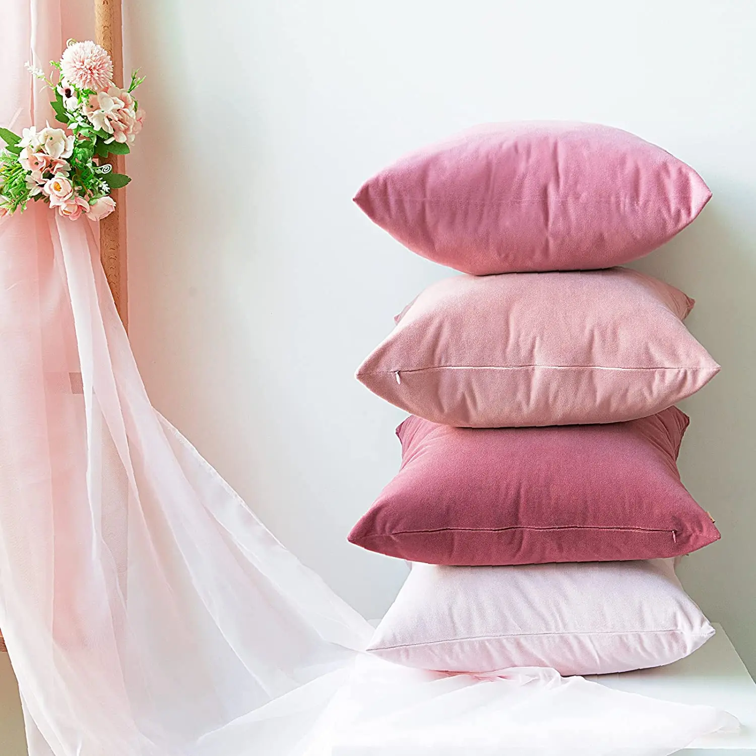 Gift Pink Velvet Cushion Cover Soft Multi Colors Pillow Covers Wedding Decorative Cushion Pillow Case for Couch Sofa Bedroom