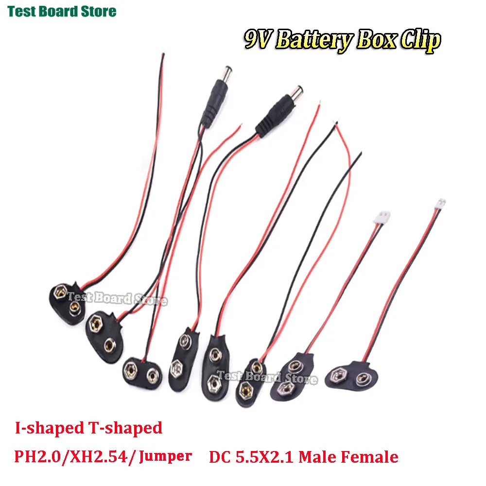 9V Battery Connector Power Clips with PH2.0 XH2.54 Jumper DC 5.5X2.1 Male and Female Adapter Cable 9 Volt Battery Holder DIY - Image 3