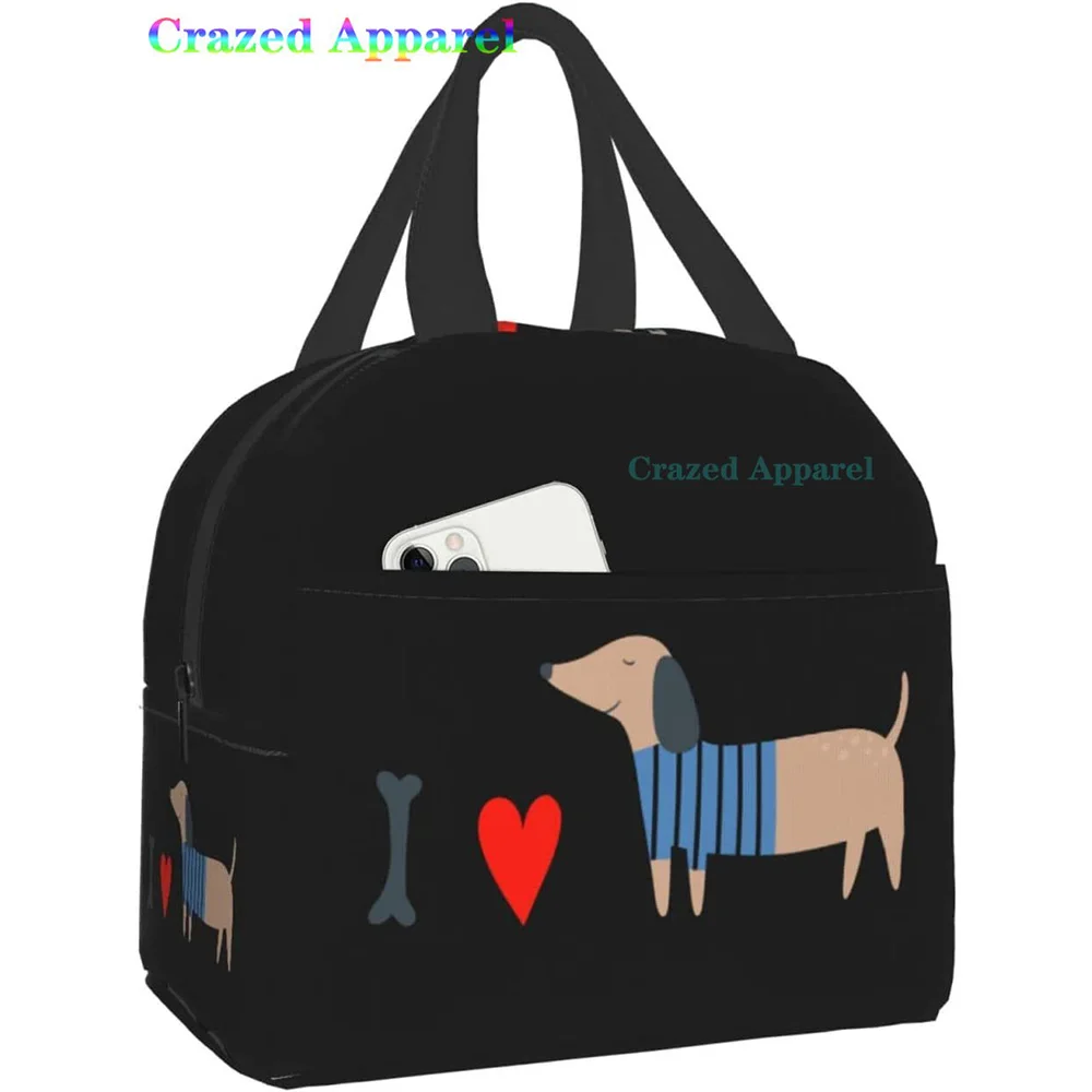 Ucsaxue Dogs I Love My Pet I Love Dachshund Lunch Bag Travel Box Work Bento Cooler Reusable Tote Picnic Boxes Insulated Bags