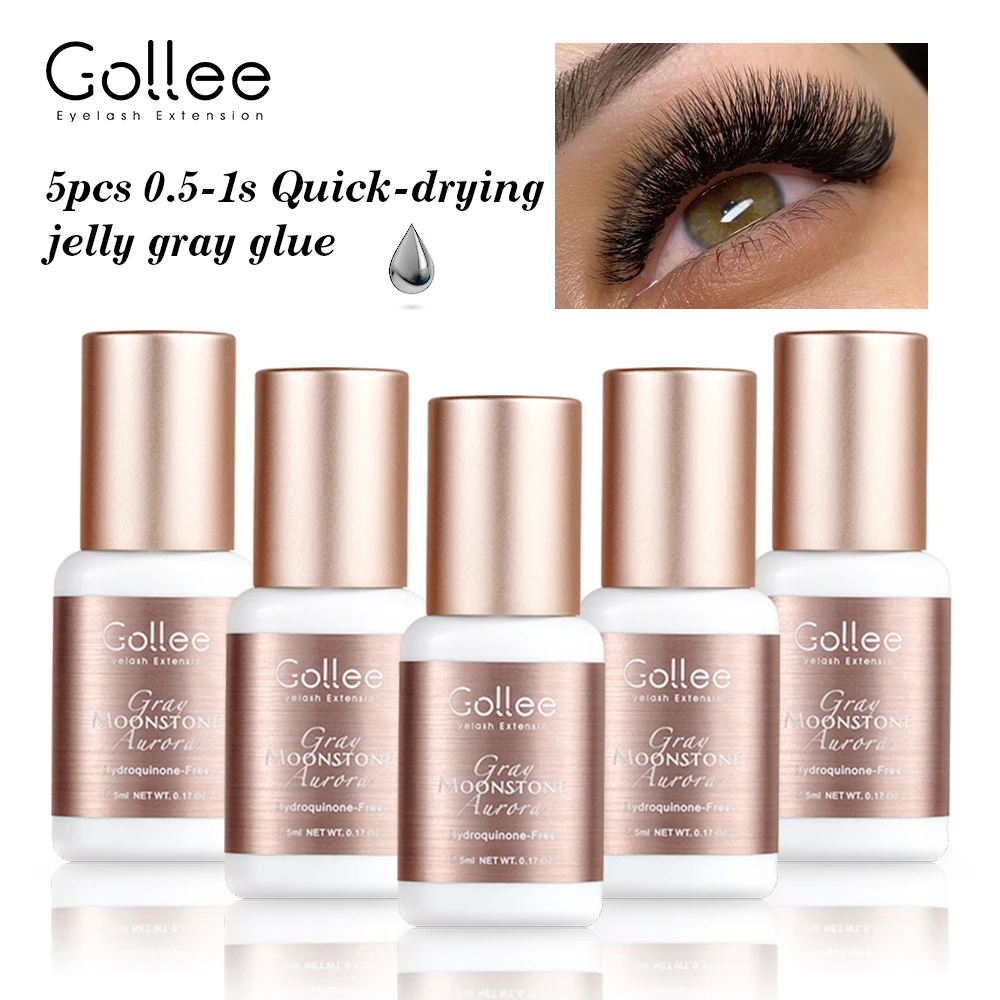 

Gollee Grey Glue for Eyelash 0.5s Fast Dry Hydroquinone Free Professional Lash Extensions Supplies Strong Glue for Salon Makeup