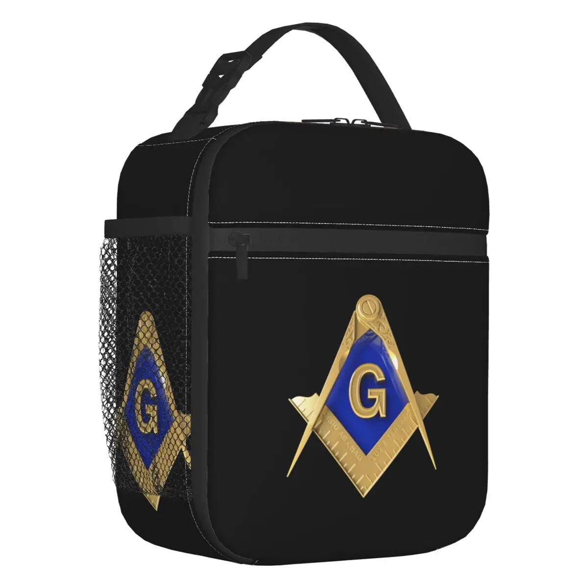 

Freemason Gold Square Masonic Insulated Lunch Bags for School Office Leakproof Thermal Cooler Lunch Box Women Kids