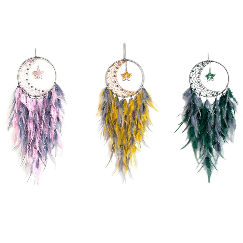 Feather Dream Catcher For Bedroom, Dream Catcher With Star Pendant, Dream Catcher For Wall Hanging Craft Gifts