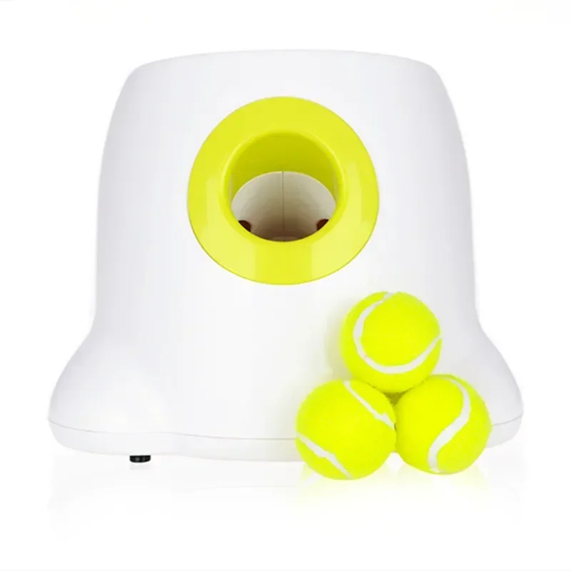 Pet Dog Toys Tennis Launcher Automatic Throwing Machine Pet Ball Throw Device 3/6/9m Section Emission with 3 Balls Dog Training