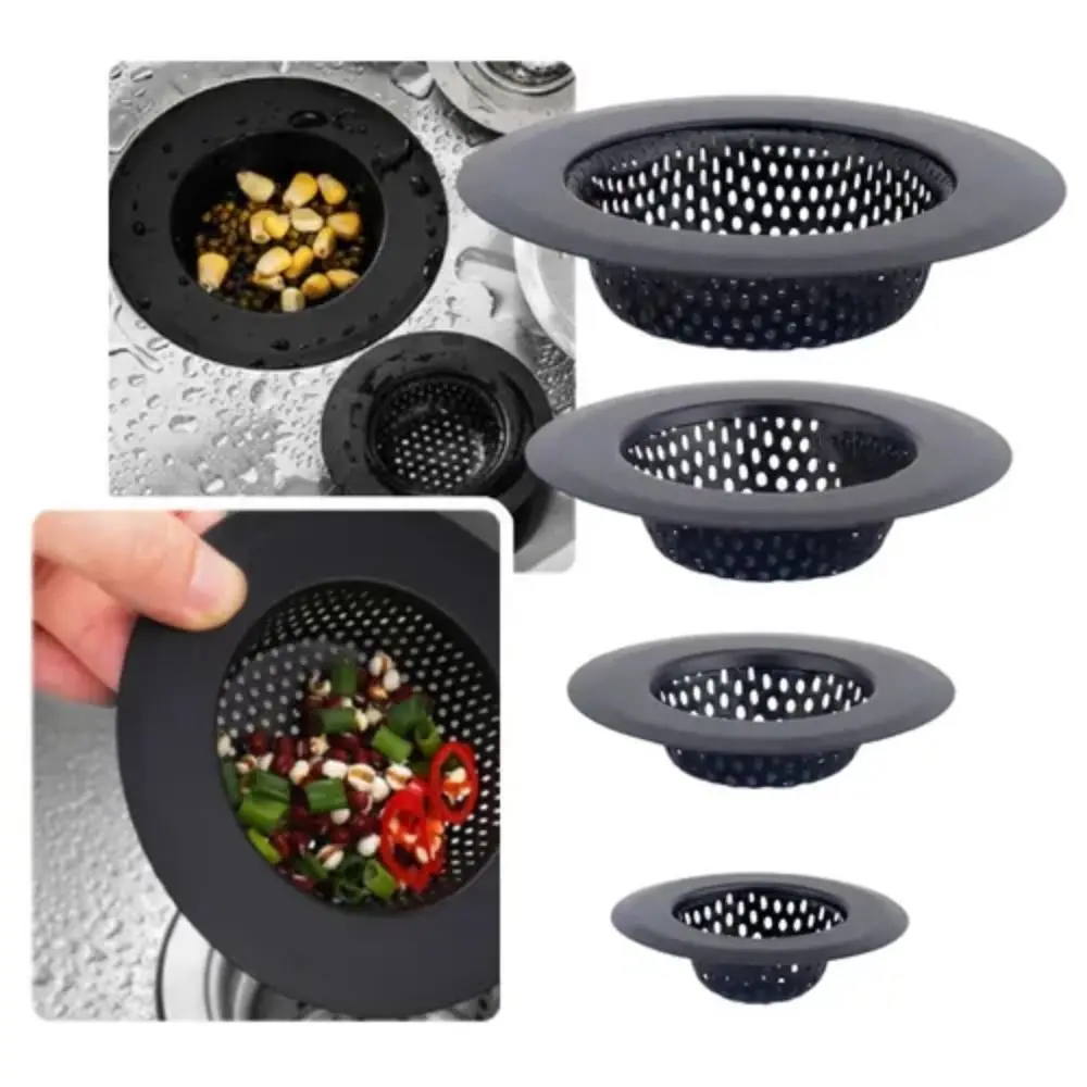 Stainless Steel Black Kitchen Sink Filter Anti Clogging Generic Sink Drain Strainer 5.5/7/9/11.5cm Mesh Drain Hole Filter