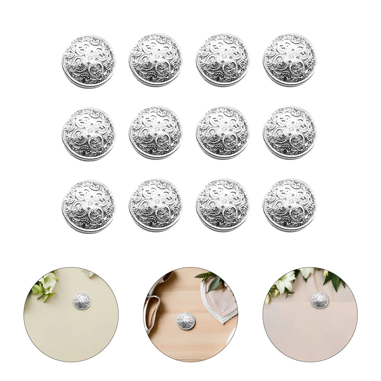 

30pcs 20Mm Metal Buttons Hollow Out Rustproof Durable For Jackets Jeans Hats Diy Crafts Sewing Accessories Silver