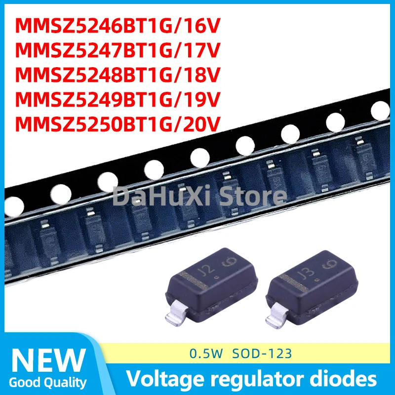 50PCS MMSZ5246BT1G J1 16V MMSZ5247BT1G J2 17V MMSZ5248BT1G J3 18V MMSZ5249BT1G J4 19V MMSZ5250BT1G J5 20V 500MW SOD-123