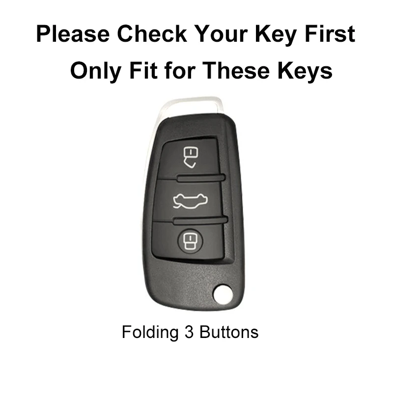 ABS Carbon Fiber Silicone Car Key Case Cover for Audi A3 A4 A5 C6 C7 8L 8P B6 B7 B8 Q3 Q7 TT S3 3 Buttons Remote 2