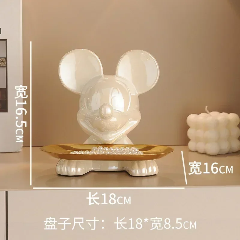 Disney Mickey Mouse Tray Cute Tv Cabinet Luxury Cartoon Ornaments Home Entrance Key Storage Electroplating Decoration Gifts