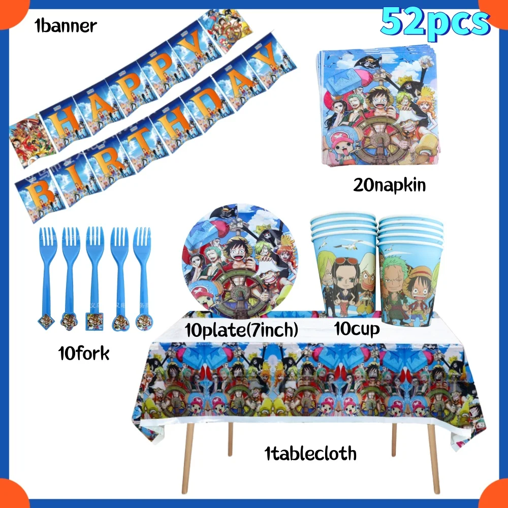 ワンピース ルフィ ゾロ 誕生日パーティー デコレーション テーブルクロス カップ プレート 帽子 キャンディボックス バルーン ベビーシャワー 男の子 パーティーアクセサリー
