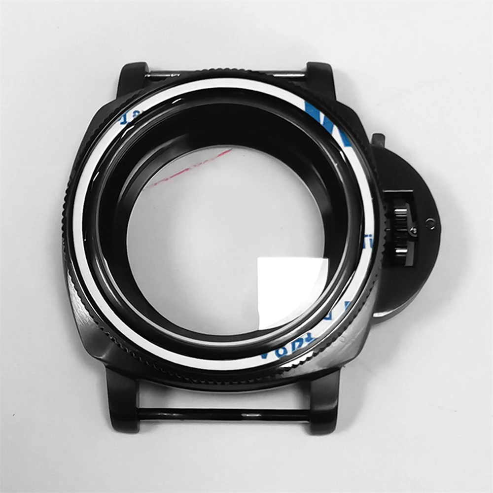 42 مللي متر PVD مطلي الأسود 316L حاوية من الفولاذ المقاوم للصدأ ساعة الحافة + الصلبة الأسود الداخلية ساعة الظل اكسسوارات لحركة NH35/36