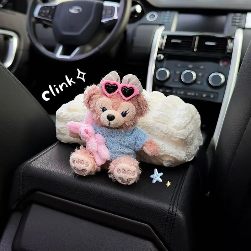 Disney Anime Figures Duffy Car Tissue Box Cartoon Cute Plush Doll scatole portaoggetti in tessuto accessori decorativi per interni Auto