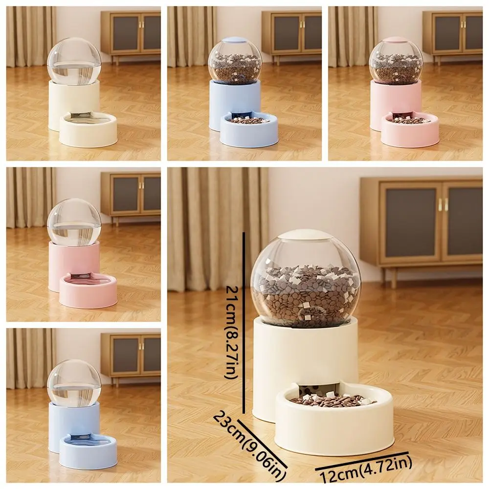 Large Capacity Automatic Pet Feeder Plastic Neck Protection Dog Water Dispenser Visual Window Detachable Food Water Container