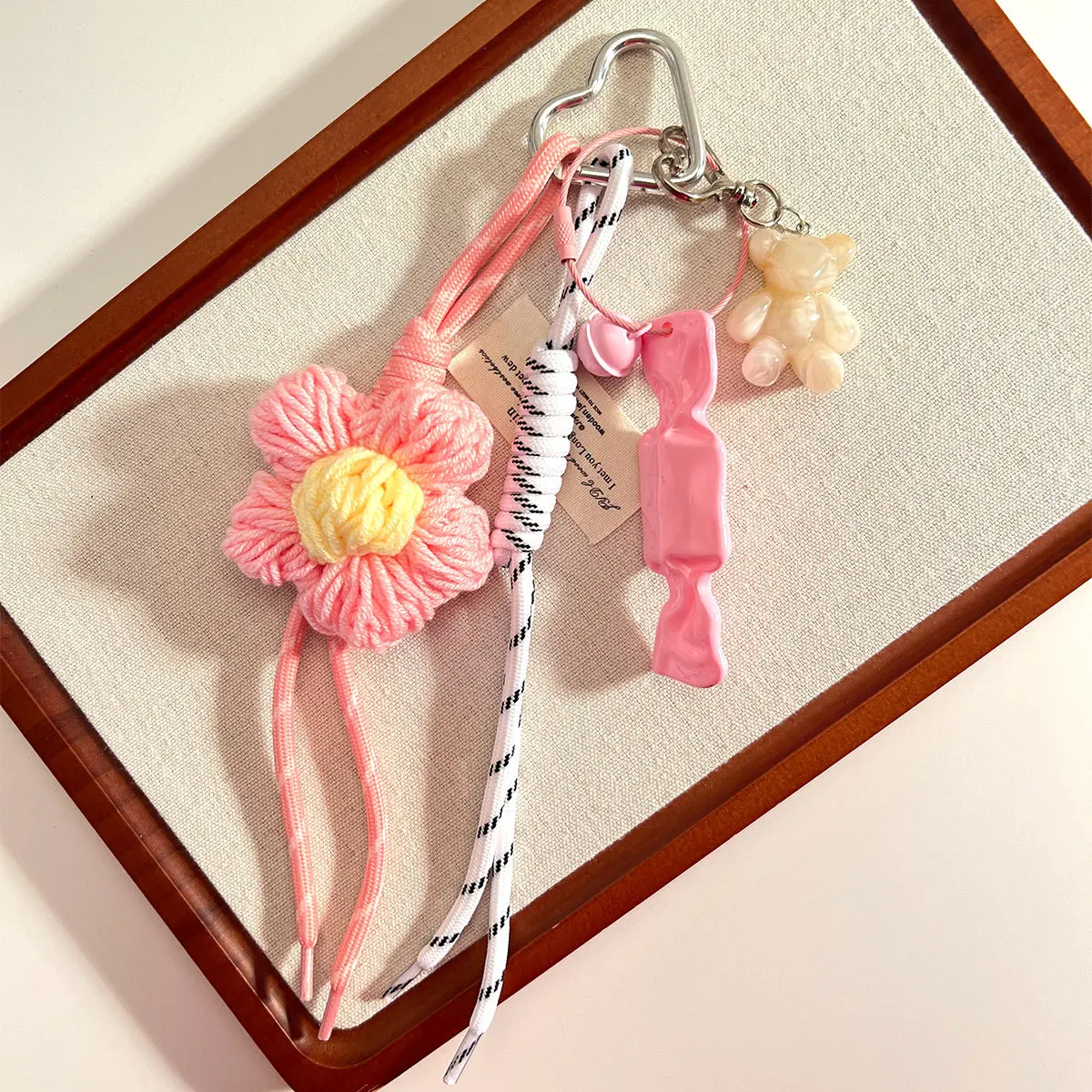 

original manual weave flower candy Key Chain Bluebells orange strawberry Backpack pendant