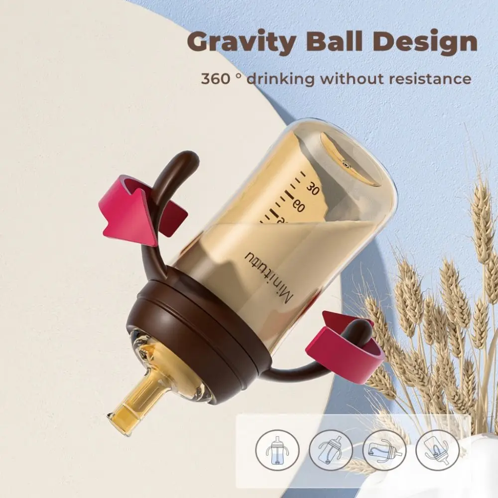 

Детская бутылочка для кормления с широким горлышком 5 см, объемом 240 мл/300 мл, из полипропилена, без BPA, антиколиковая, с трубочкой.