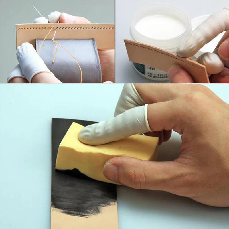 WUTA 32pcs 100% Natural Latex Finger Cots Craft Disposable Rubber Fingertip Nail Protection Cover Gloves Leather Sewing Easy