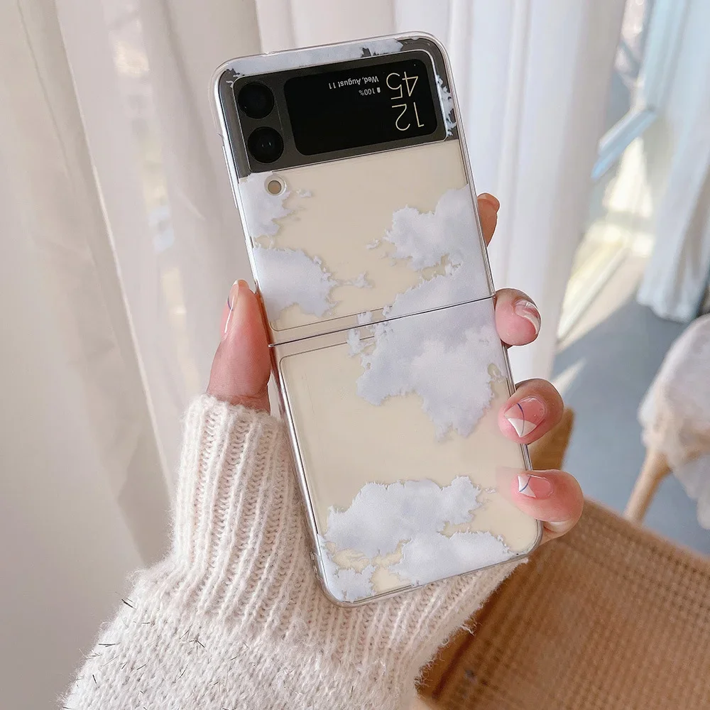 Love Heart Universe Planet Transaprent Case for Samsung Galaxy Z Flip 5 ZFlip 6 Clear Cover for Samsung ZFlip 4 ZFlip 3 7 Fundas