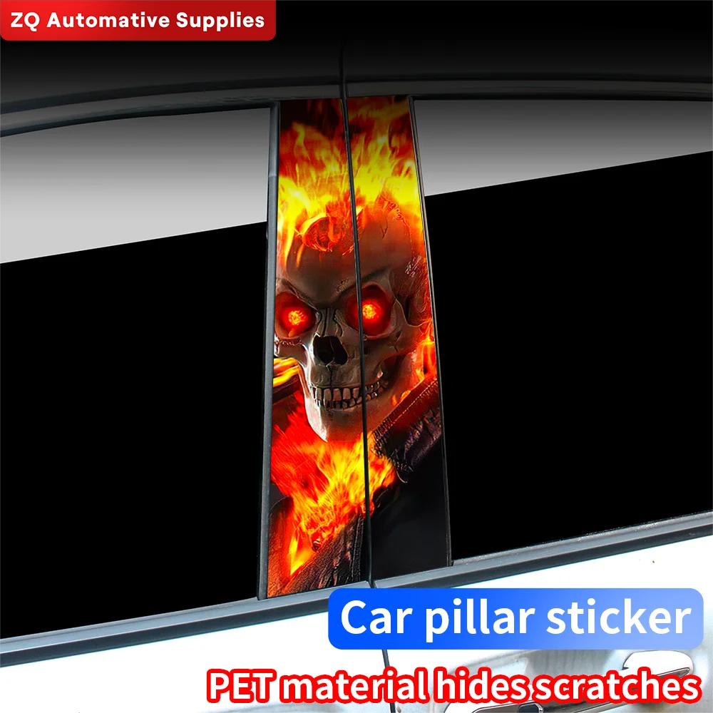 

Fire Skull Car Stickers Auto B Pillar Waterproof Sunscreen Decoration Cover Scratches DIY Car Doors Pillar Vinyl Decal Accessory