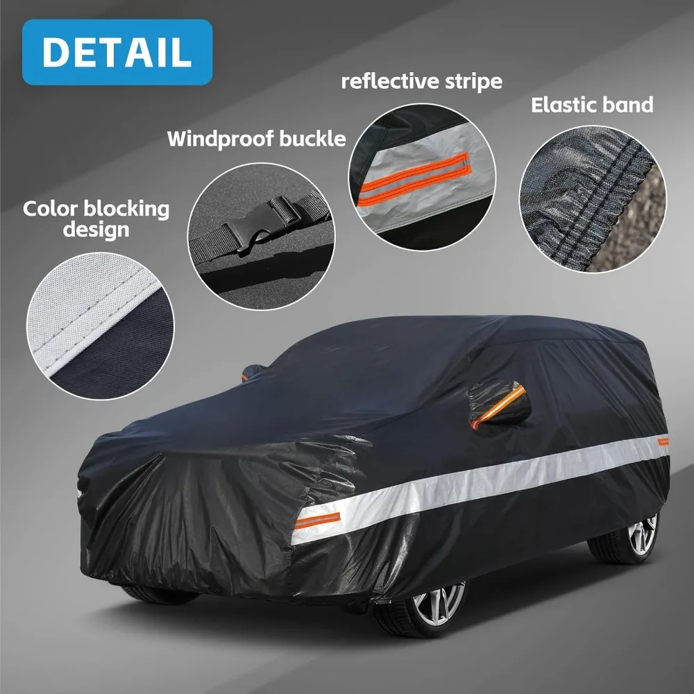 10-Layer Waterproof All-Weather SUV Car Cover, Custom Fit for X3 Q5 Rogue Equinox Models, Rain Snow UV Dust Protection