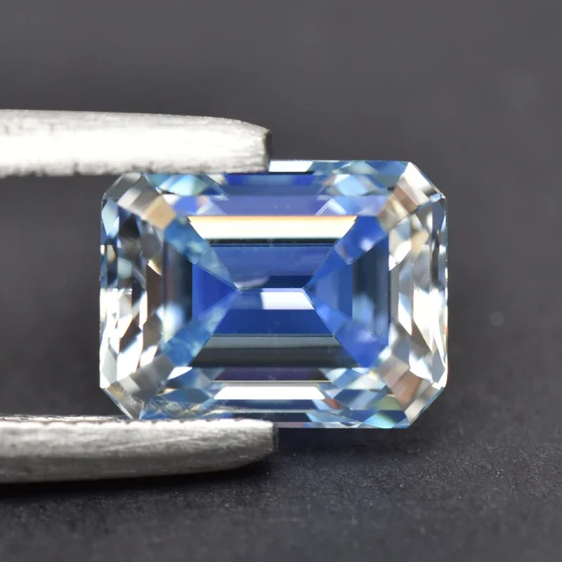 Moissanite Emerald Cut Ice Blue Color Gemstone Lab Grown Diamond  Diy Charms Jewelry Making Materials with GRA Certificate