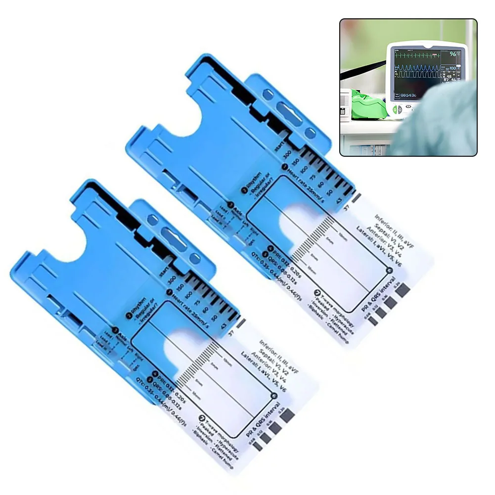 1/2PCS 심전도 7 단계 눈금자 투명 EKG 캘리퍼스 측정 도구 휴대용 EKG 해석 플라스틱 액세서리