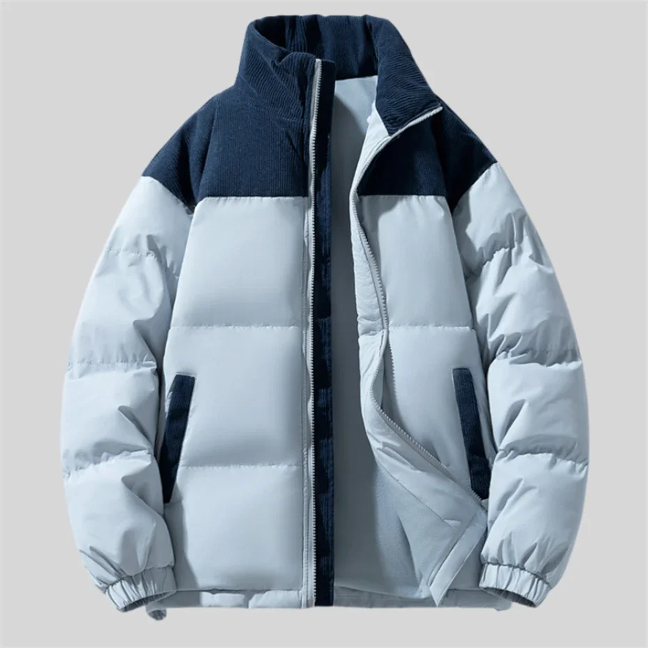 Parka invernali uomo giacche spesse caldo allentato Casual parka uomo coppia giacca Patchwork tinta unita abbigliamento uomo 7 colori nero