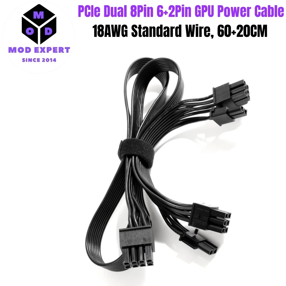 

Кабель питания PCIe Dual 8Pin (6+2) для видеокарт Corsair RM-i, RM-x, AX-i, HX, HX-i, RM, CS-M, CX-M, TX-M, SF, модульных блоков питания Type 3 и Type 4