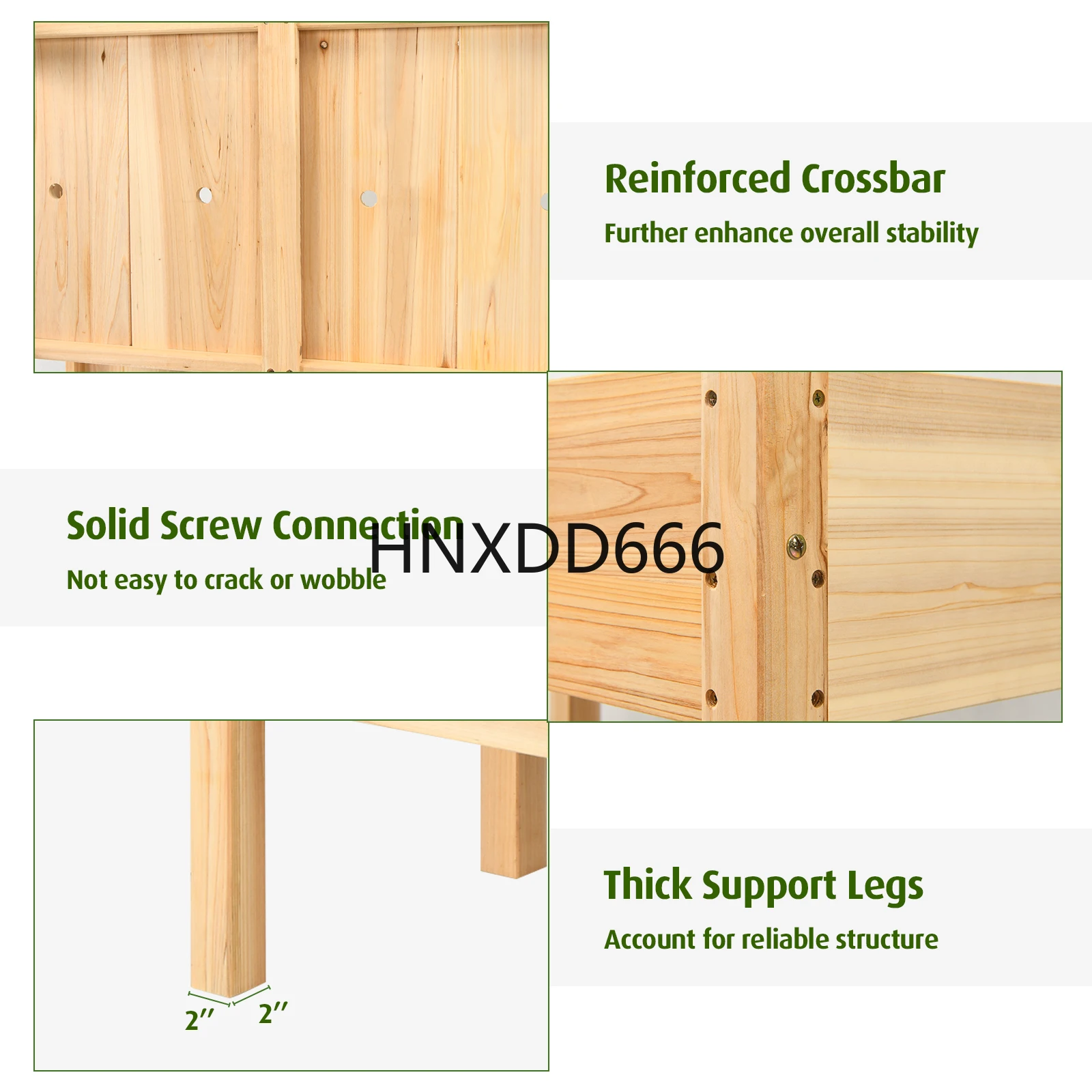 Patiojoy 2段木製上げ底菜園ベッド高架プランターボックス 脚付き 排水穴付き