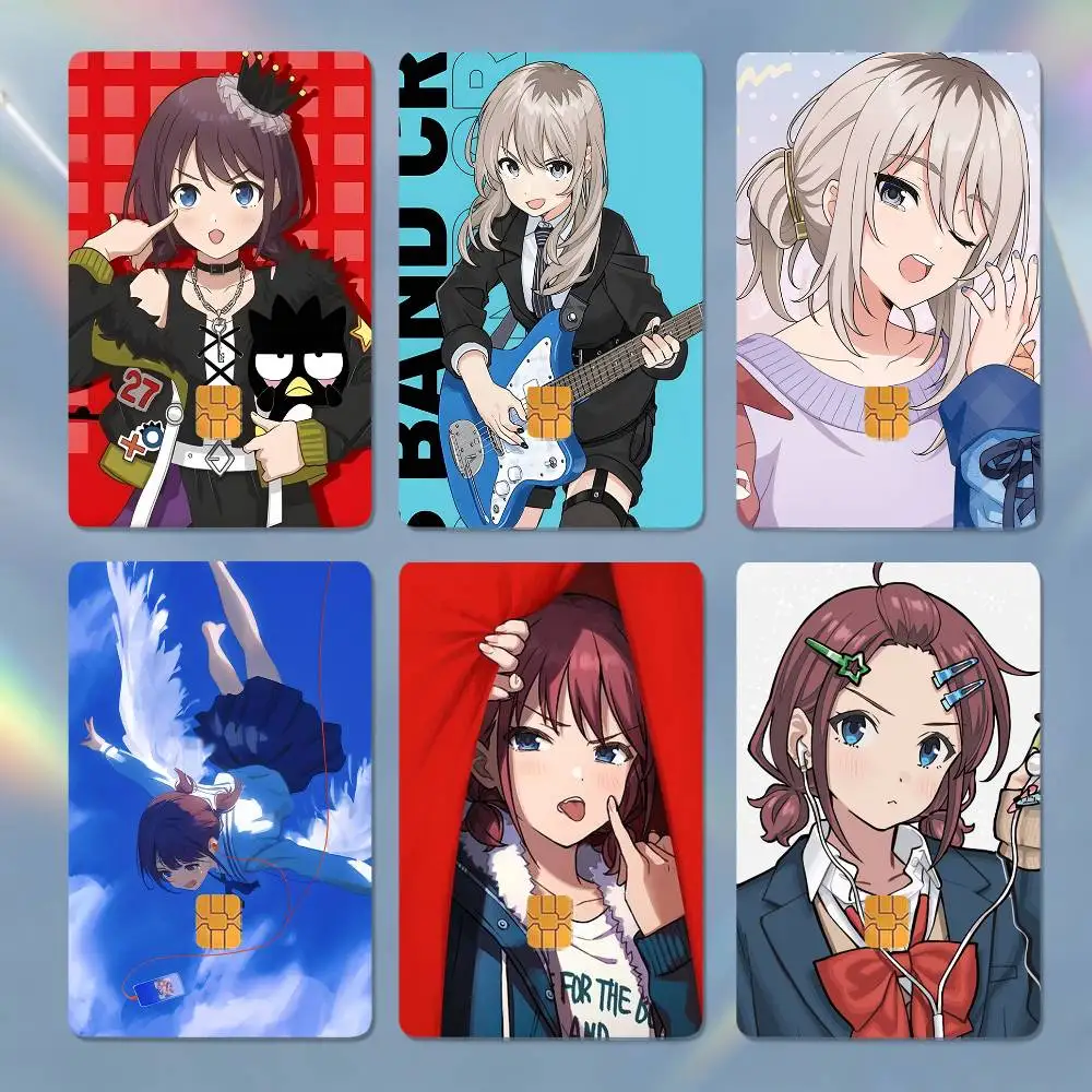 Anime Music G-Girls Band Cry 4pcs 1Set Laser Holographic Sticker Skin Cover for Credit Bank Debit Card