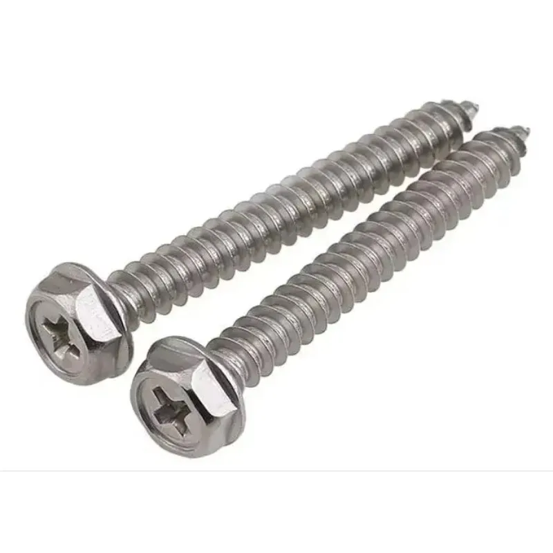 

fEJVPDAA 2pcs M10stainless steel cross hex belt self-tapping screws furniture decorative screw bolts 40mm-60mm length