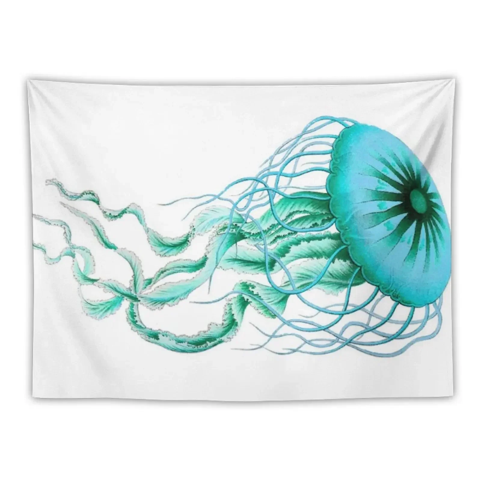 Cyan jellyfish print tapestry wall hanging vintage Bohemian tapestry colorful home decor