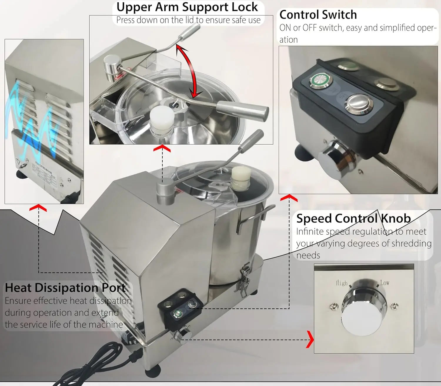 12L Commercial Meat Vegetable 2000W Stainless Steel Electric Vegetable Blender Cutter Meatball Beater Grinder Processing Machine