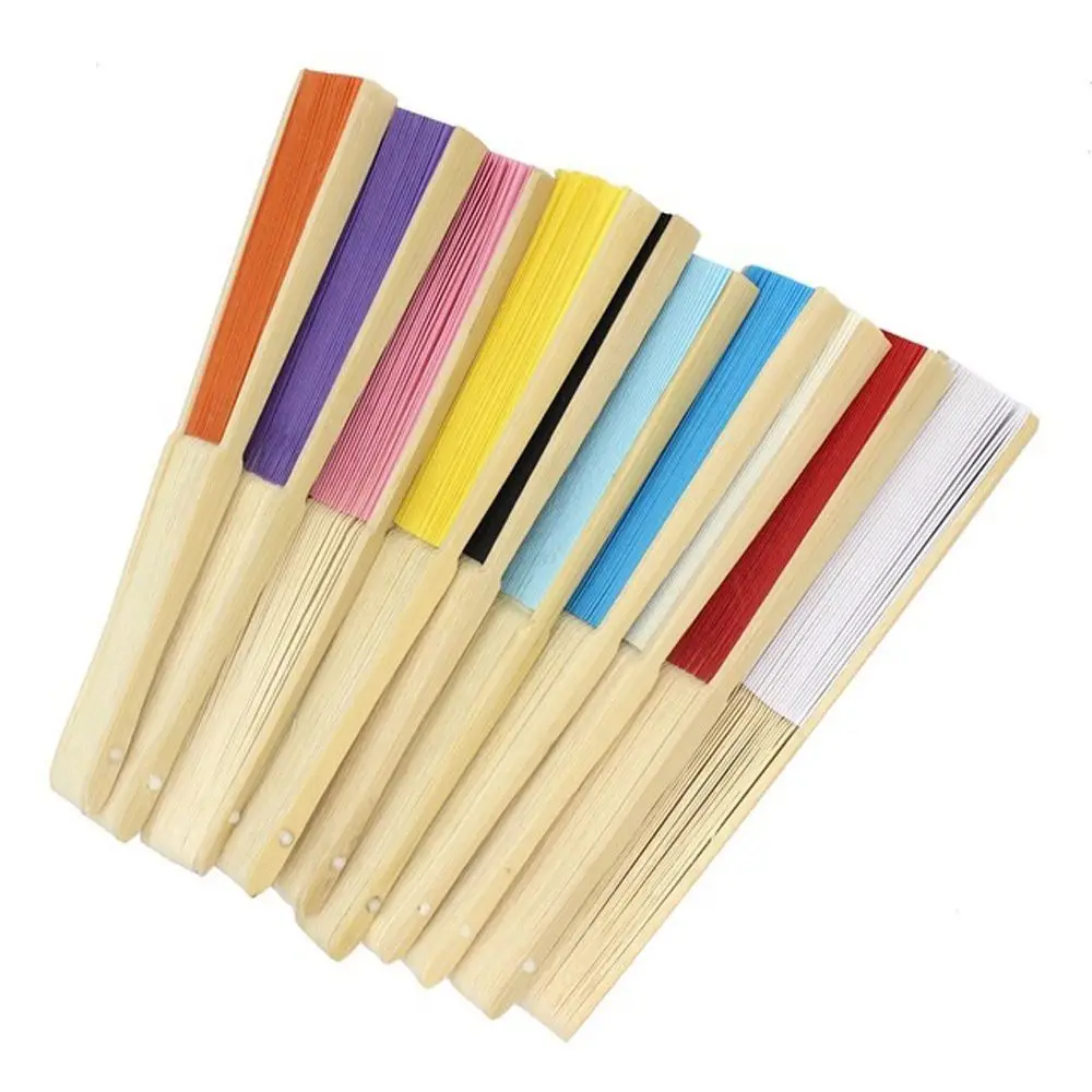 Solid Color Wedding Bamboo Folding DecorationTool Chinese Style Dance Fan Hand Held Fan Folding Paper Fan Photo Prop Tool
