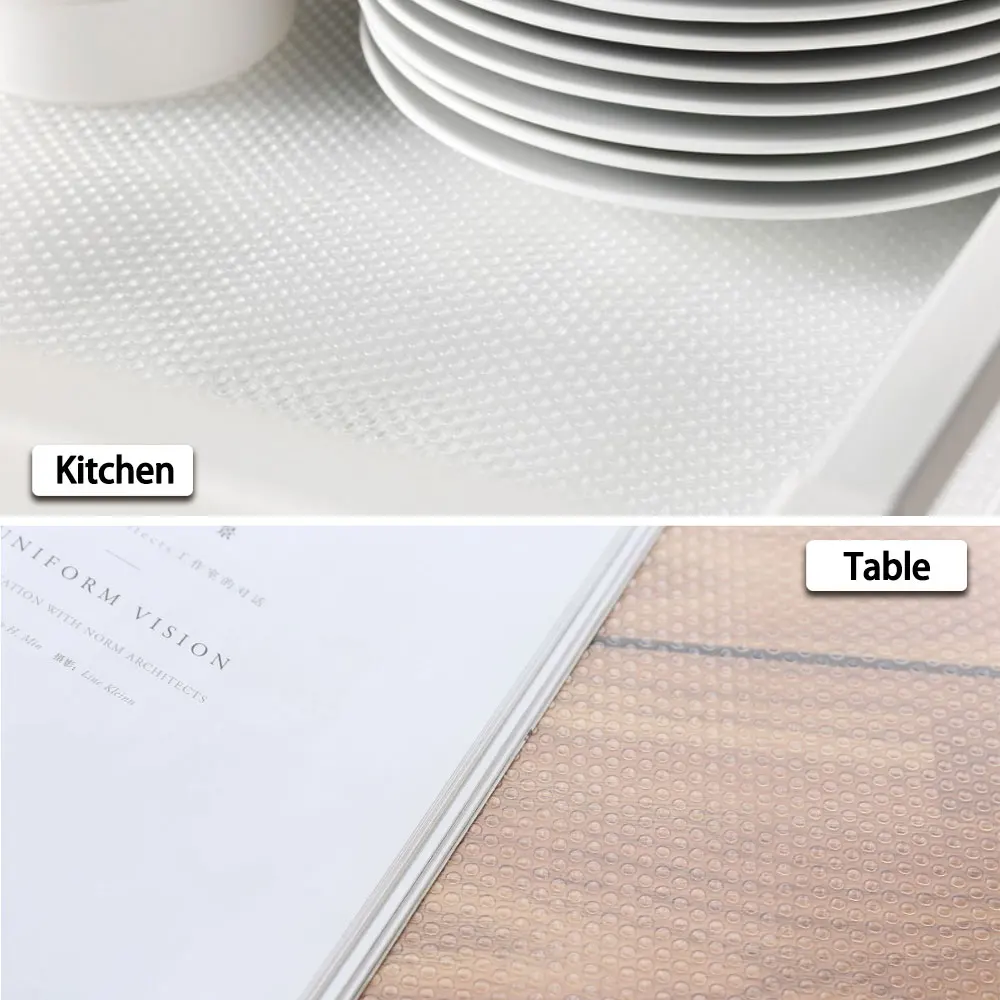 Non-Slip Drawer Mat Transparent EVA Shelf Liner Multifunctional Waterproof Dust-proof Cabinet Storage Pad for Kitchen Cupboard