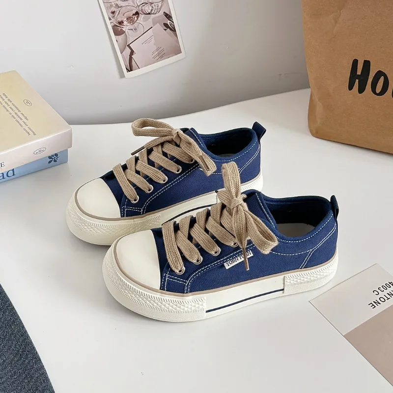 Women's Casual Canvas Shoes Flat Solid Colour Student Sneakers_voghion.com