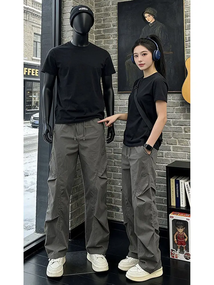 Lightweight Men's Cargo Pants Deep Grey Paratrooper Deconstructed Workwear Quick Dry Sporty Slant Cut Waterproof Casual Trousers