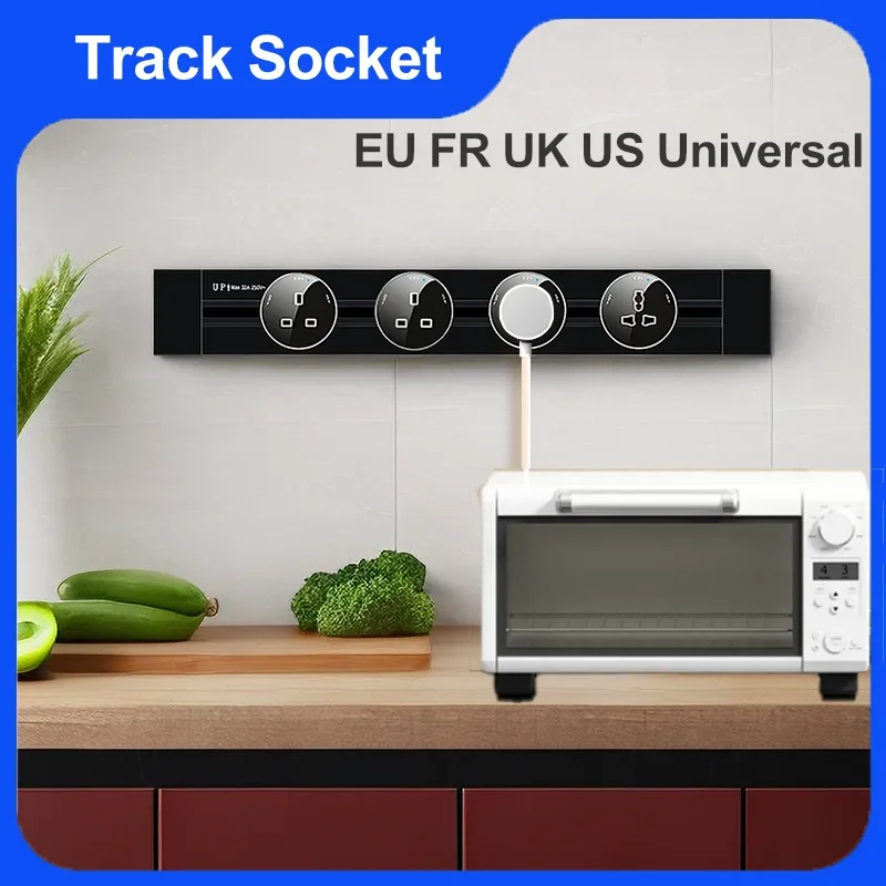 Power Track Socket US/UK/EU/FR USB Outlets Various Electrical Plug Adapters Kitchen Office Wall SocketsHome Appliances