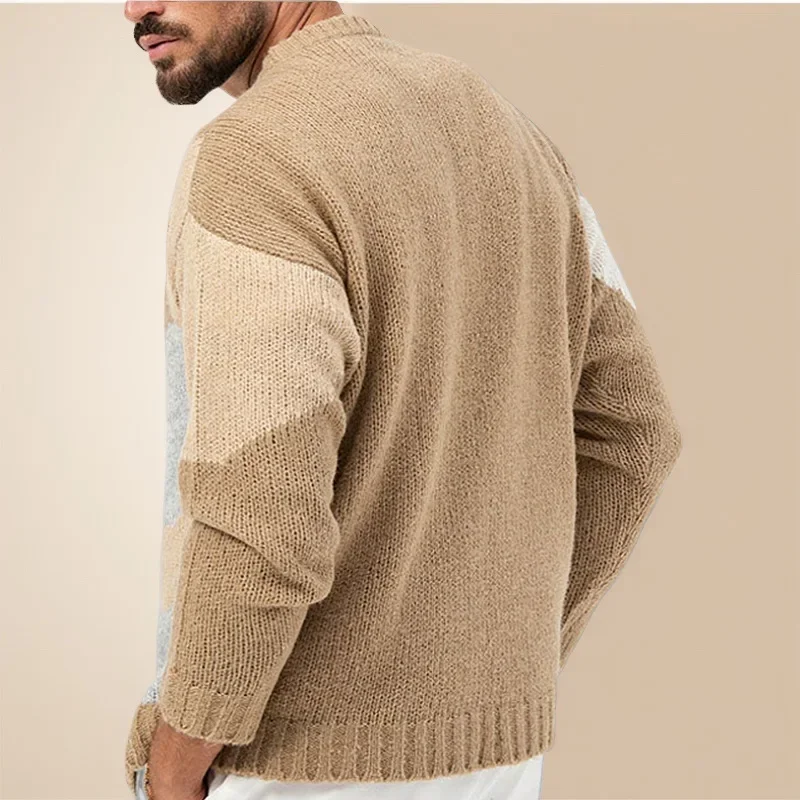 

Новые мужские свитера, свободные осенние повседневные базовые лоскутные пуловеры с длинными рукавами, сращенный свитер, вязаные джемперы с длинным рукавом