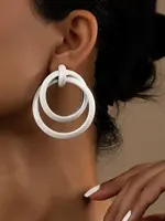 Round Hollow Out Drop Earrings For Daily - Image 5