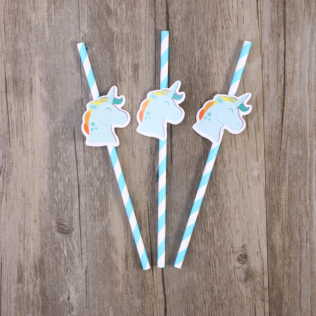 

10pcs Unicorn Paper Straws Flexible Bendable Drinking Straws Decorative Party Supplies Birthday Christmas New Year Lake Blue