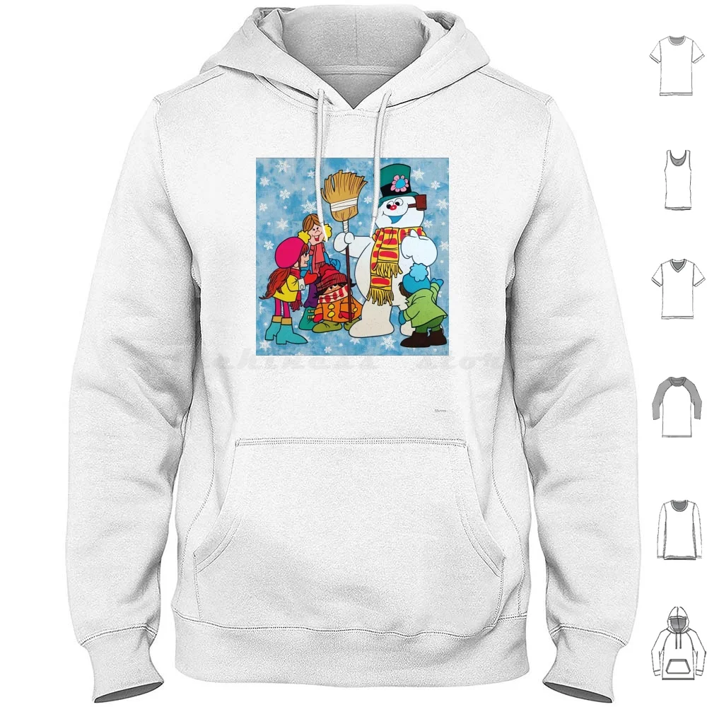 Frosty And Friens Under Snowflakes Hoodies Long Sleeve Frosty And Friens Under Snowflakes Snowman Santa Claus San