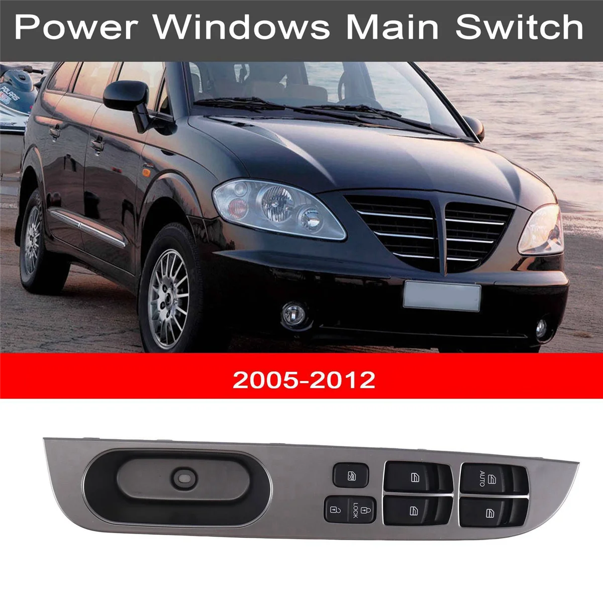 Car Power Windows Main Switch for Ssangyong Rodius Stavic 2005-2012 Door Gl  Lifter Switch Button LH 8582021001HCJ