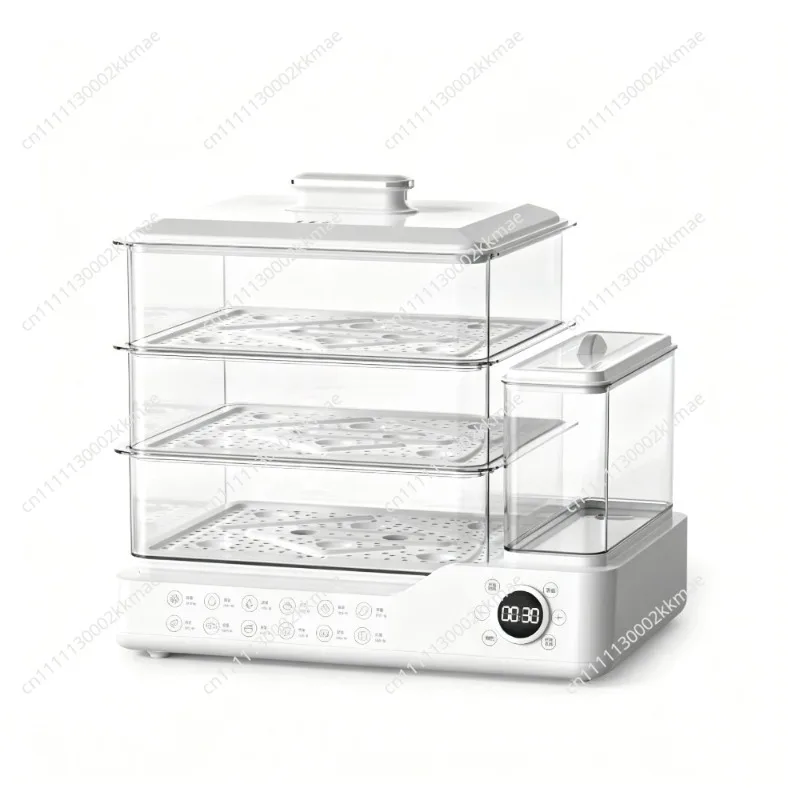 Electric Steamer with Water Tank for Simmering, Steaming, and Cooking Three-Tier Multifunctional Breakfast Maker for Home Use