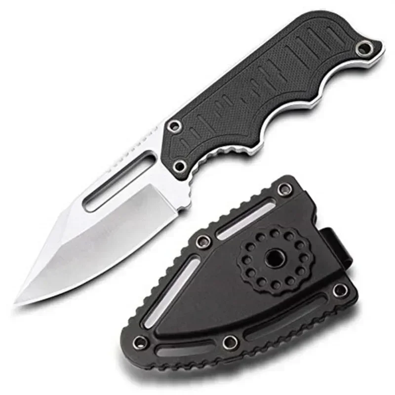 Mini Fixed Neck Knife G10 Handle with ABS Sheath and Keychain Compact Small Straight Knife EDC Camping Everyday Outdoor Tool