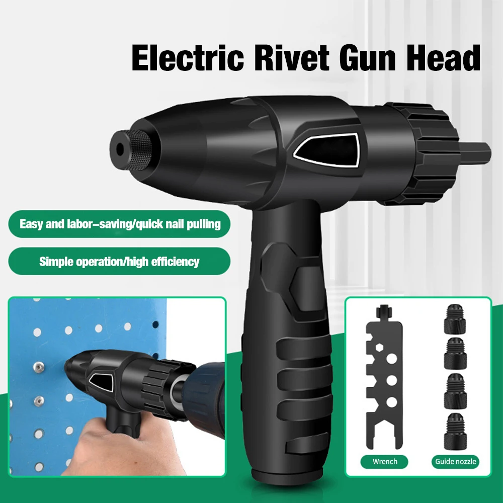 Adattatore per pistola per rivettatura elettrica 2.4mm-4.8mm Pistola per dadi per rivetti Ugello per punta da trapano Connettore di conversione cordless Utensili elettrici