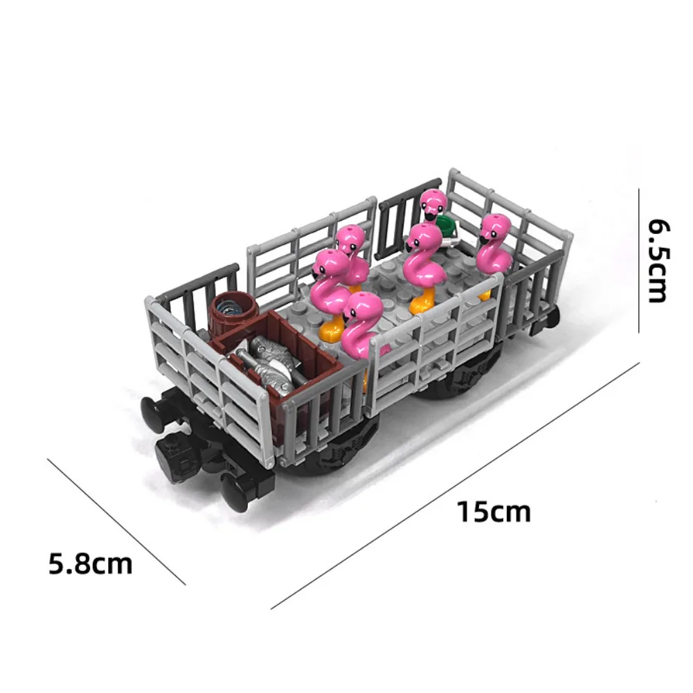 Moc trem transporte de animais transporte veículo bloco de construção trem modular conjunto chassi ovelha cavalo vaca porco caminhão brinquedos diy para crianças