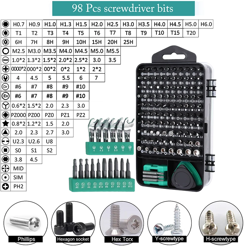 ชุดไขควง 138 in 1 แบบแม่เหล็ก หัว Torx Hex Phillips สำหรับซ่อมโทรศัพท์ นาฬิกา แล็ปท็อป ระดับมืออาชีพ