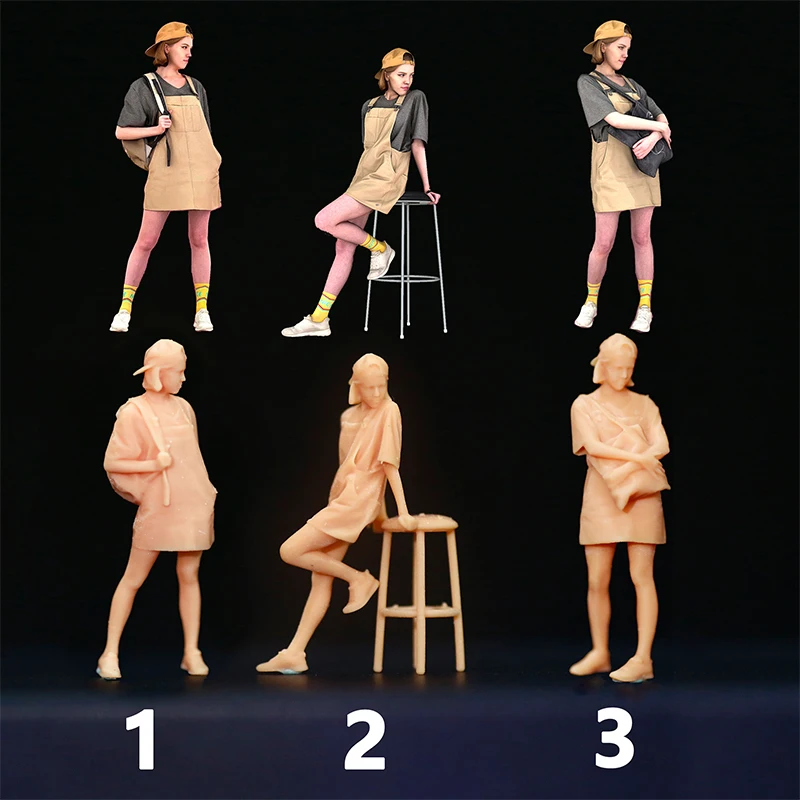 1/64 Fashion Backpack Little Beauty GK 1:43 Girls Series Miniature Model Sand Table Villain Scene Need To Be Colored By Yourself