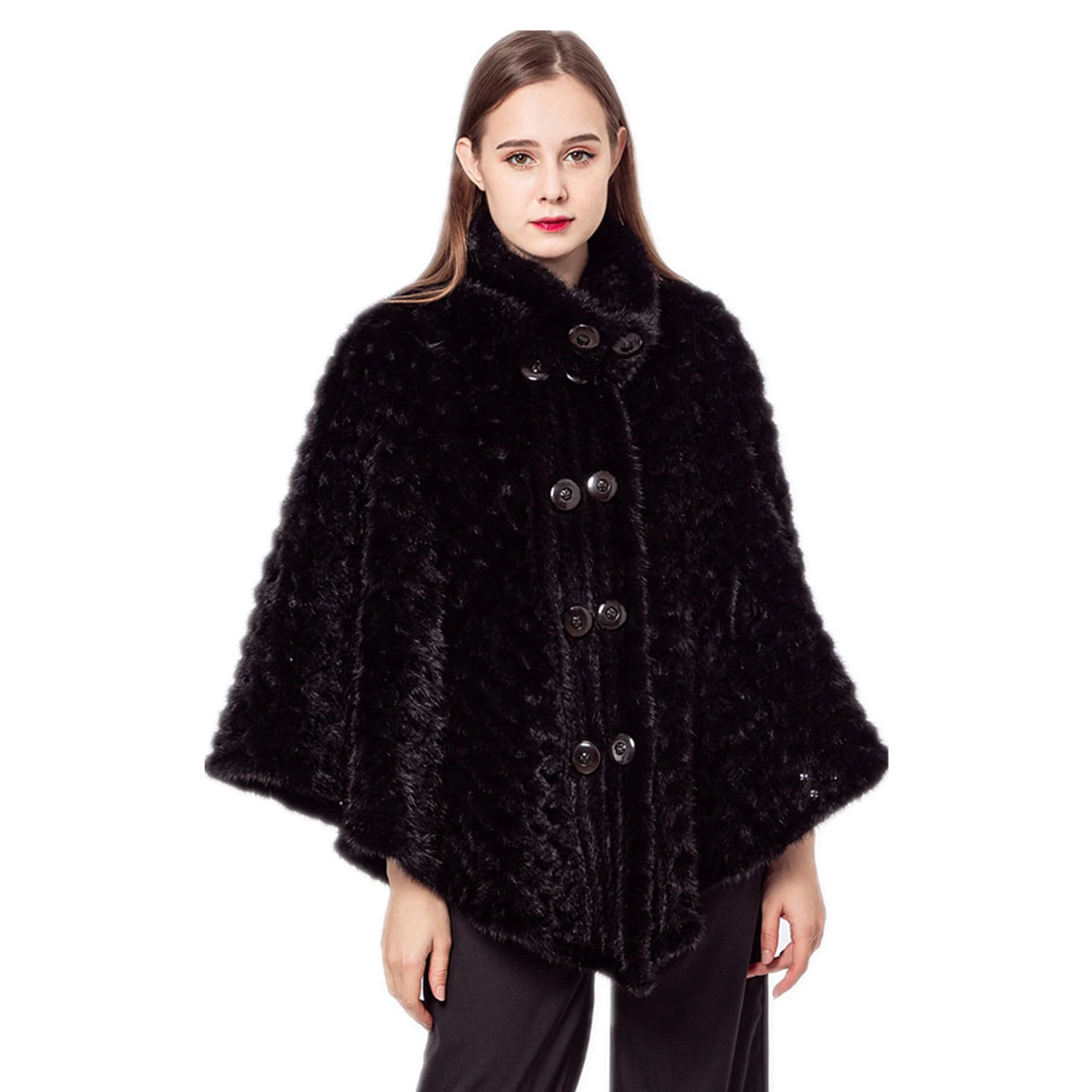 Knitted Mink Fur Shawl for Dinner Party, New French Design, Poncho Scarves for Women, B210723