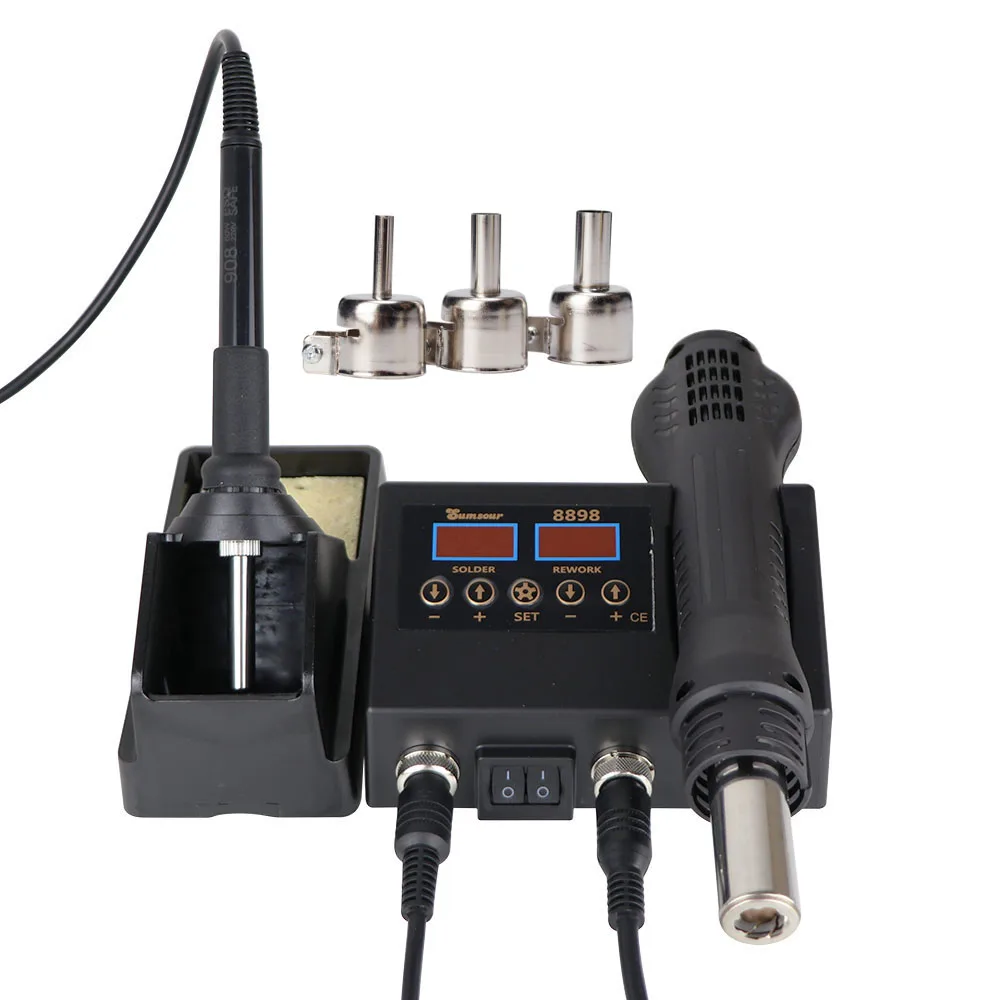 Soldering Station Digital Temperature Adjustable 2 in 1 SMD Solder Iron Hot Air Heat Gun Welding Rework For PCB IC Repair Tools